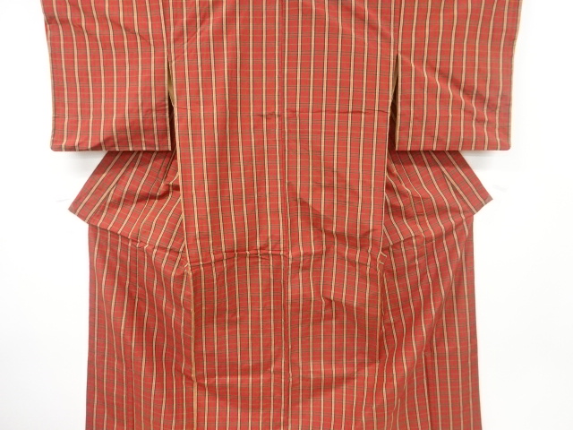 JAPANESE KIMONO / ANTIQUE KIMONO / SILK / HAND WOVEN TSUMUGI / GRID